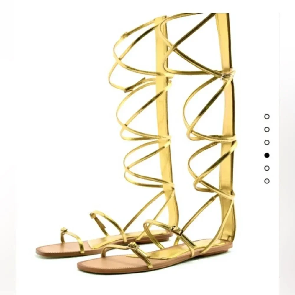 ZARA MULTI STRAP FLAT SANDALS with buckle detail bloggers favorite 37 6.5 - Picture 3 of 12